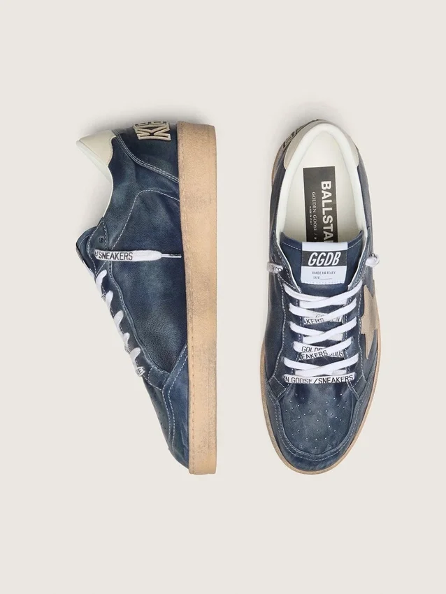 Men’s Ball Star LTD in dark blue leather with beige suede star