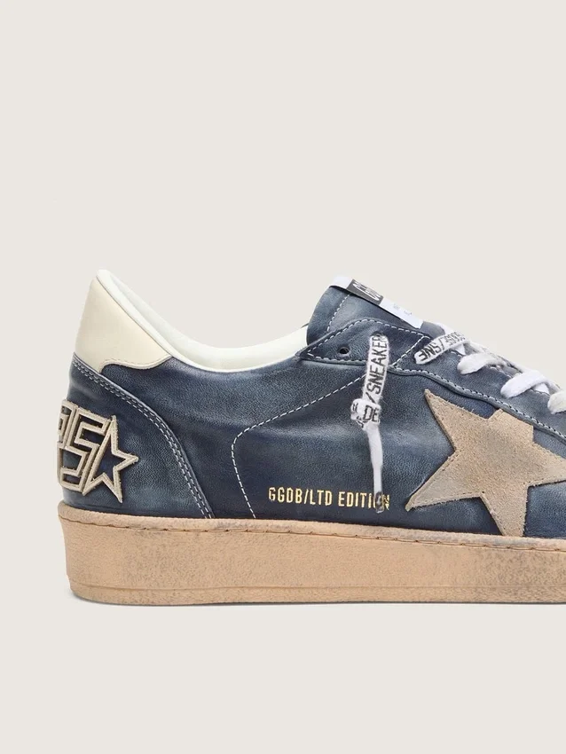 Men’s Ball Star LTD in dark blue leather with beige suede star
