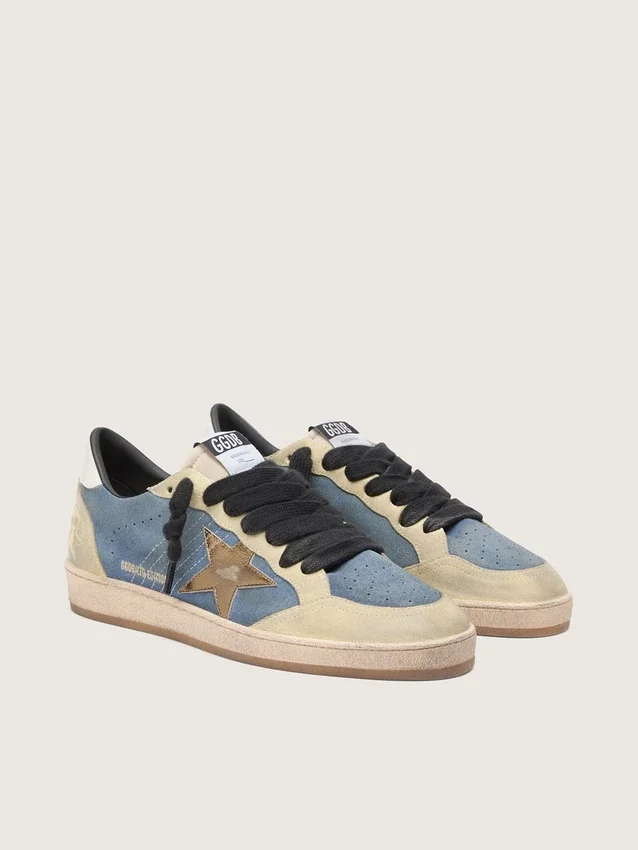 Men’s Ball Star LTD in denim blue suede with metallic gold leather star