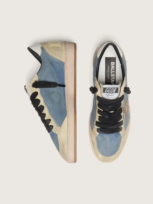 Men’s Ball Star LTD in denim blue suede with metallic gold leather star