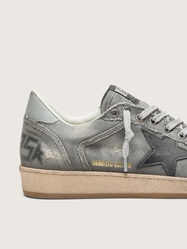 Men's Ball Star LTD in gray denim with black leather star