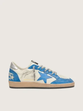 Men’s Ball Star LTD in white leather with light blue leather star
