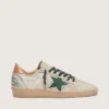 Men’s Ball Star LTD in white pony skin and gray suede with green star