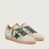 Men’s Ball Star LTD in white pony skin and gray suede with green star