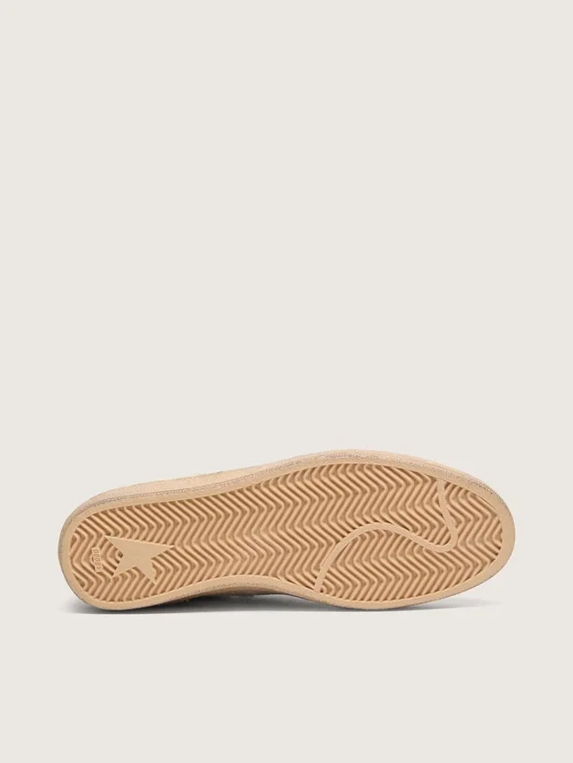 Men’s Ball Star LTD in white pony skin and gray suede with green star