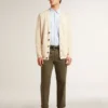 Men’s beige cardigan with 'Golden' lettering on the back