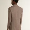 Men's beige chevron wool blend double-breasted blazer