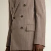 Men's beige chevron wool blend double-breasted blazer