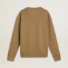 Men's beige cotton sweatshirt with print on the front