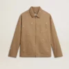 Men's beige jacket with floral embroidery and full zip