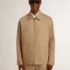 Men's beige jacket with floral embroidery and full zip