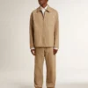 Men's beige jacket with floral embroidery and full zip