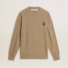 Men's beige sweater with embroidered logo