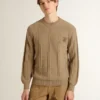 Men's beige sweater with embroidered logo