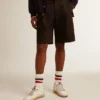 Men's Bermuda shorts in black cotton