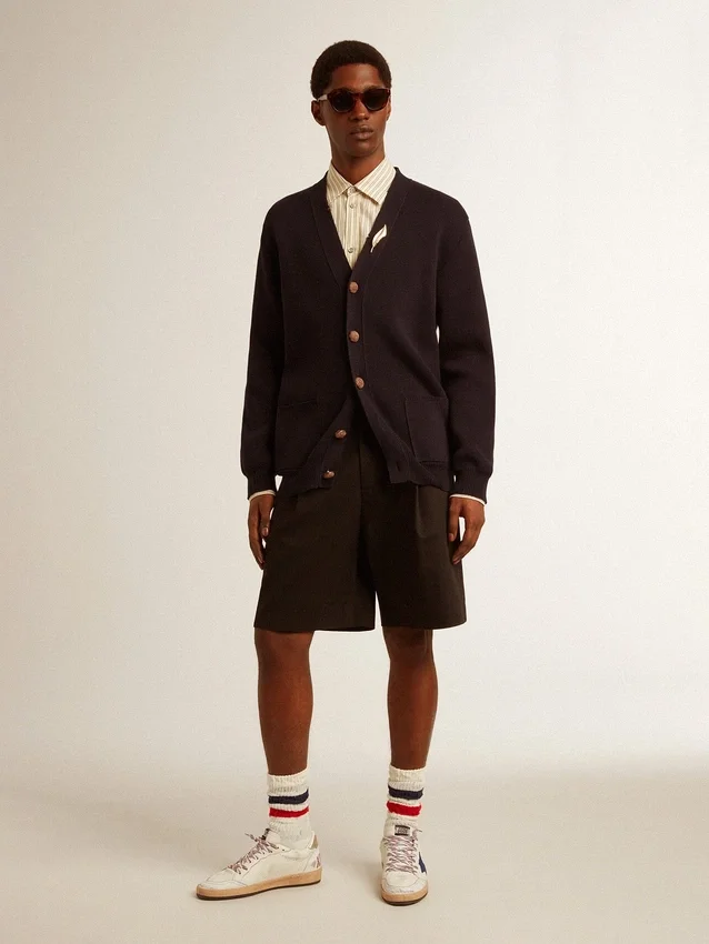 Men's Bermuda shorts in black cotton