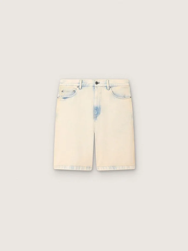 Men's Bermuda shorts in light sand-colored denim