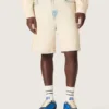 Men's Bermuda shorts in light sand-colored denim
