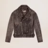 Men's biker jacket in distressed leather