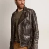 Men's biker jacket in distressed leather