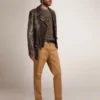 Men's biker jacket in distressed leather