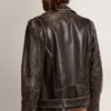 Men's biker jacket in distressed leather