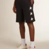 Men's black bermuda shorts with white stars