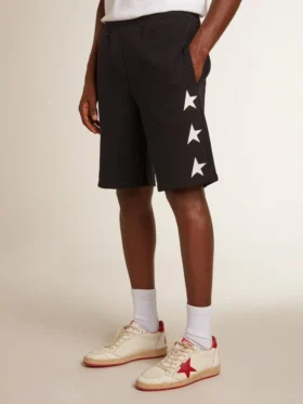 Men’s black bermuda shorts with white stars
