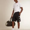 Men's black bermuda shorts with white stars