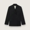 Men’s black double-breasted blazer with button fastening