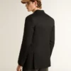 Men’s black double-breasted blazer with button fastening