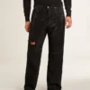 Men's black jeans with a loose fit and gradient effect all-over crystals