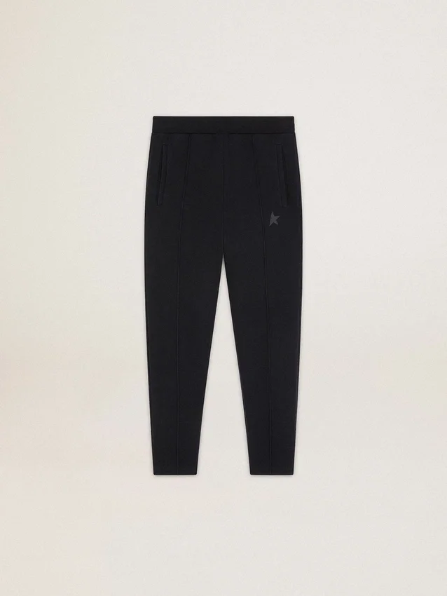 Men's black joggers with star on the front