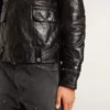 Men’s black leather biker jacket with glossy effect