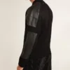 Men's black merino wool jacket with leather patches
