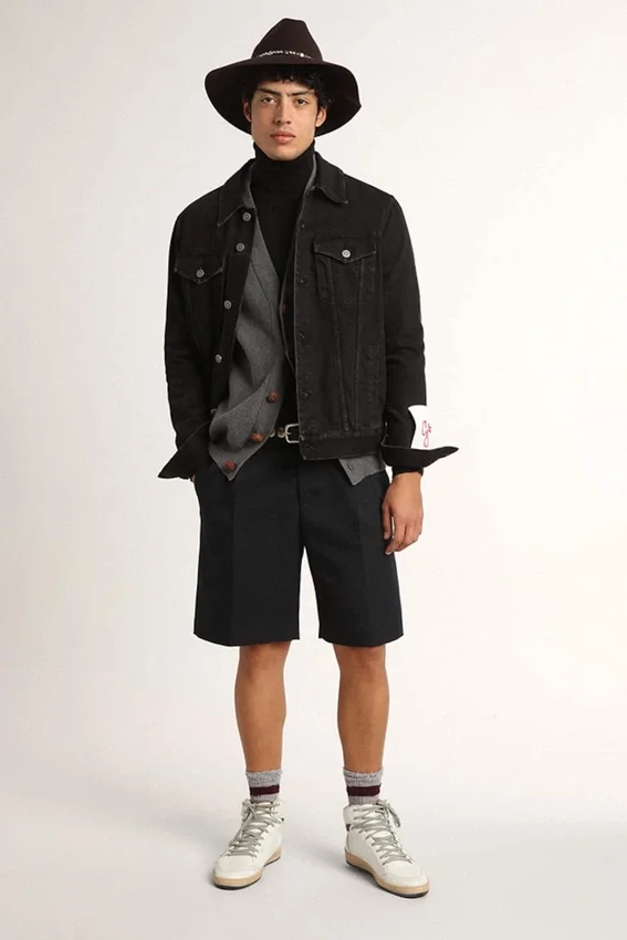 Men’s black one-wash denim jacket