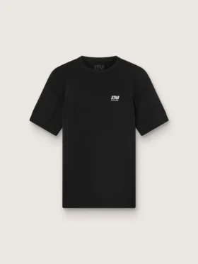 Men's black sports T-shirt with print on the back