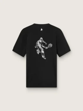 Men’s black sports T-shirt with print on the back