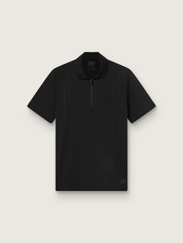 Men's black sports zipped polo shirt