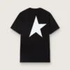 Men's black T-shirt with contrasting white logo and star