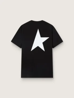 Men’s black T-shirt with contrasting white logo and star