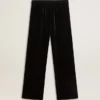 Men's black velvet effect pants