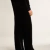 Men's black velvet effect pants