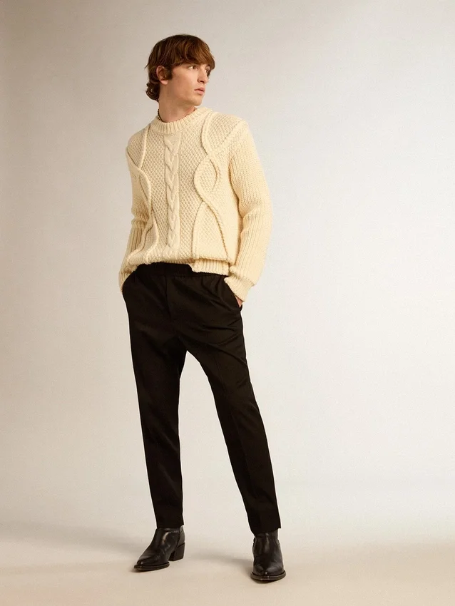 Men’s black wool gabardine pants