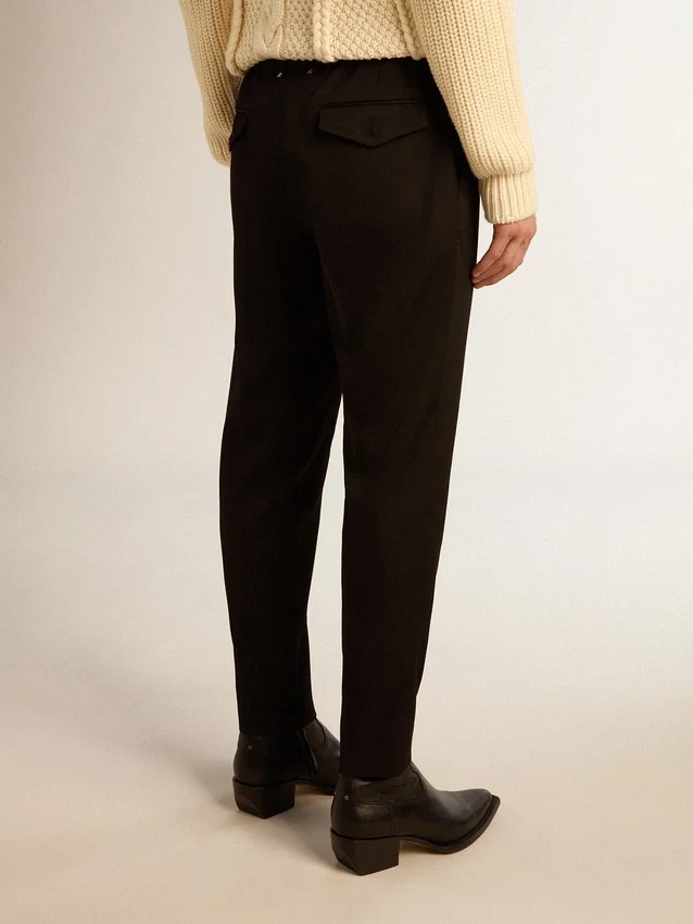 Men’s black wool gabardine pants