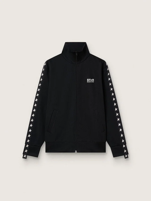 Men's black zipped sweatshirt with white stars
