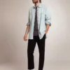 Men's bleached denim shirt with hammered studs