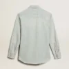 Men's bleached denim shirt with hammered studs