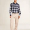 Men's blue 3D checkered shirt with print on the back