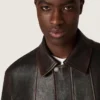 Men’s bomber jacket in burgundy nappa leather